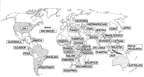 Teeanbaugebiete der Welt